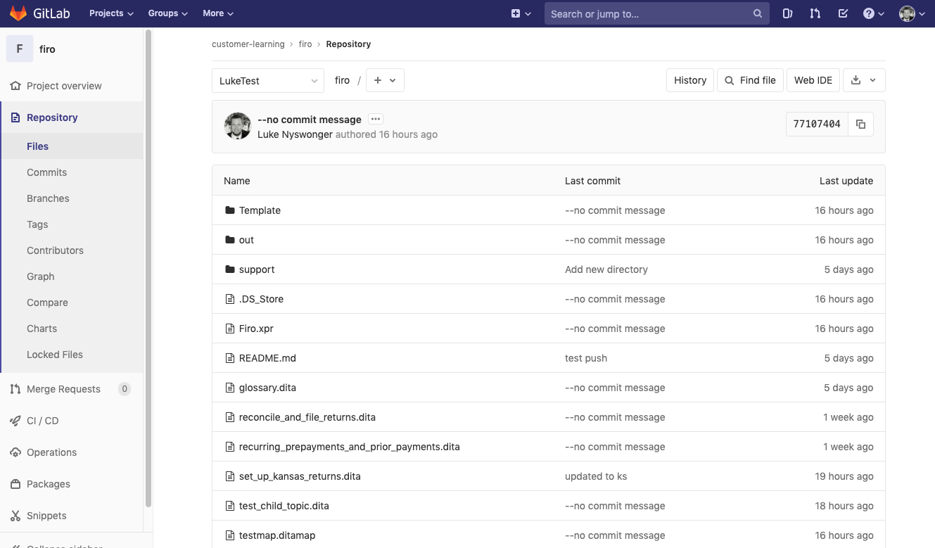 GitLab repository for Project FIRO content architecture